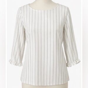 Ann Taylor White and Black Pinstripe Blouse - Women’s Size XL